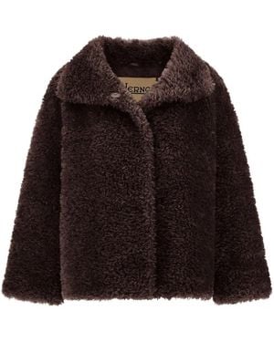Herno Curly-Effect Faux-Fur Jacket - Brown