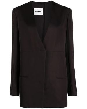 Jil Sander Vネック シングルジャケット - ブラック