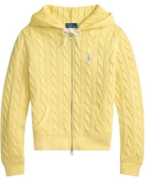 Polo Ralph Lauren Cable-Knit Cotton Full-Zip Hoodie - Yellow