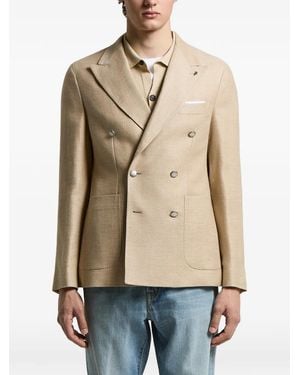 Peserico Double-Breasted Pocket Blazer - Natural