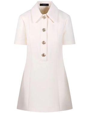 Gucci Double G Short-Sleeve Mini Dress - White