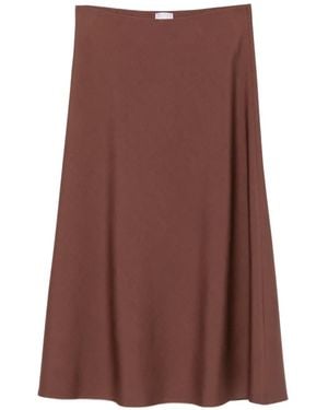 Brunello Cucinelli Falda Midi Acampanada - Marrón
