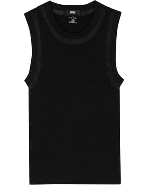 DKNY リブニット トップ - ブラック