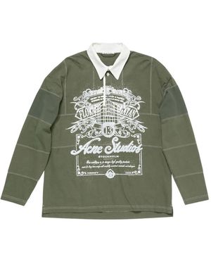 Acne Studios Graphic-Print Polo Shirt - Green