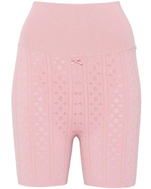 JW Anderson Pointelle-Knit Bow-Detail Shorts - Pink