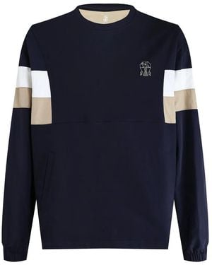 Brunello Cucinelli Colour-Block Long-Sleeve Sweatshirt - Blue