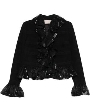 Elie Saab Gerüschte Jacke Mit Pailletten - Schwarz