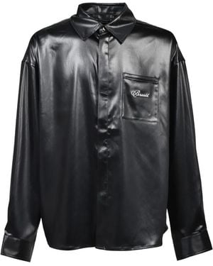 BREATH Chemise Manches Longues À Effet Enduit Script Logo - Black