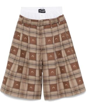 Marine Serre Moon Check-Jacquard Shorts - Brown