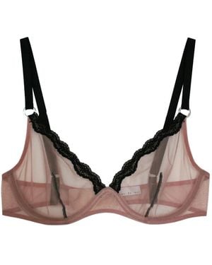 Fleur du Mal Sheer Tulle Demi Bra - Brown