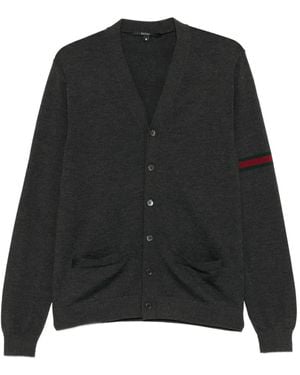Gucci Striped-sleeve V-neck Cardigan - ブラック