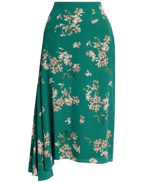 Erdem Floral Crepe De Chine Drape Midi Skirt - Green