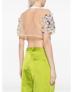 Des Phemmes Top Verfraaid Met Kristallen En Pailletten - Groen