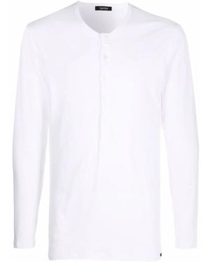 Tom Ford トム・フォード Henley ラウンドネック Tシャツ - ホワイト