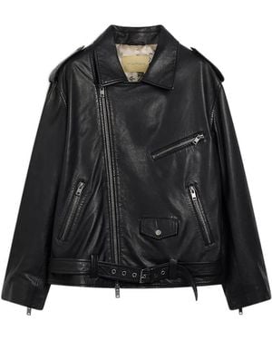 Momoní Lond Leather Biker Jacket - Black