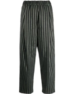 Alysi Decorative-Stitching Straight-Leg Pants - Gray