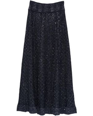 Sandro Textured Strass Abstract Knitted Skirt - Blue