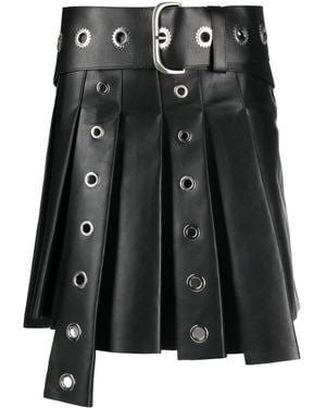 Off-White c/o Virgil Abloh Eyelet-Embellished Asymmetric Pleated Miniskirt - Black