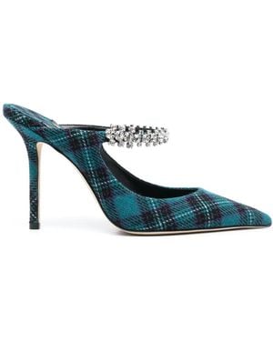 Jimmy Choo Bing 100Mm Tartan Mules - Blue