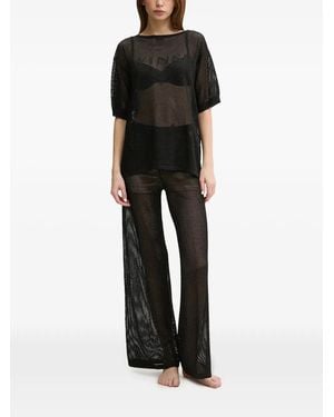 Twinset Wide-Leg Mesh Beach Pants - Black