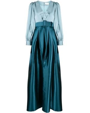 Sachin & Babi Zoe Belted Satin Gown - Blue