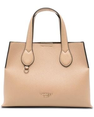 Twinset Logo-Plaque Tote Bag - Natural