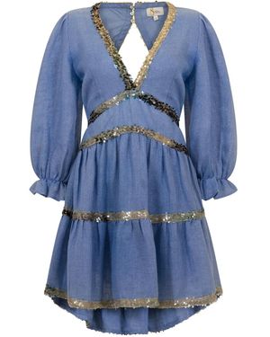 SANA OSMANI Miriam Sequin Mini Dress - Blue