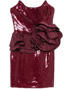 Rebecca Vallance Sequin Flower Mini Dress - Red