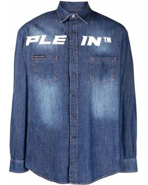 Philipp Plein Logo Denim Shirt - Blue
