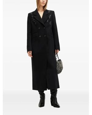 AllSaints Crystal-Embellished Double-Breasted Coat - Black