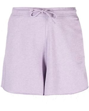 Ganni Drawstring-Waist Organic-Cotton Shorts - Purple