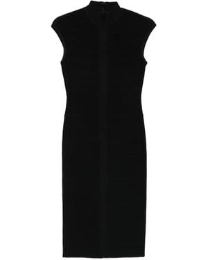 Hervé Léger Davina High-Neck Midi Dress - Black