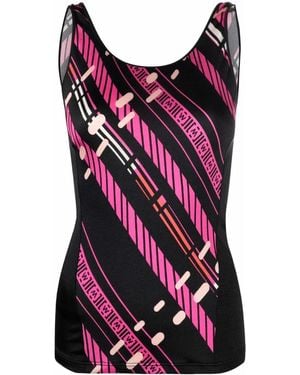 Wolford Hanna Stripe-Print Tank Top - Red