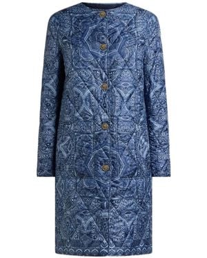 Etro Reversible Quilted Coat - Blue