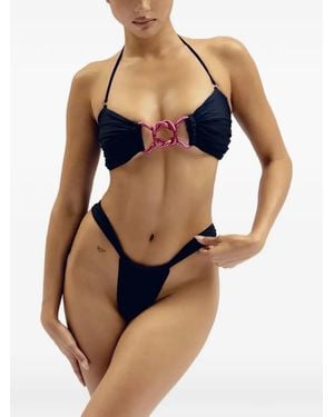 GOD SAVES QUEENS Kiss&Ride Ring-Detail Bikini Top - Blue