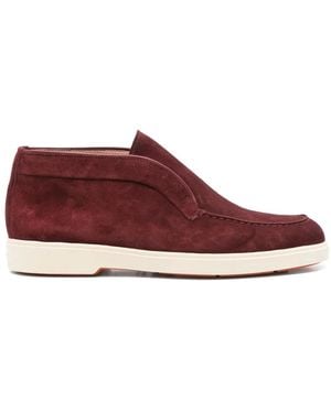 Santoni Suede Ankle Boots - Red