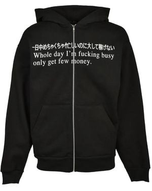 PRAYING Busy Slogan-Print Zip-Up Hoodie - Black