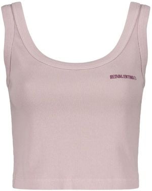 RED Valentino Embroidered Logo Ribbed-Knit Top - Pink