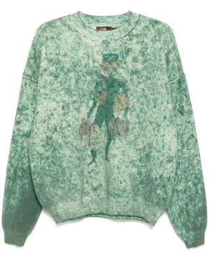 Stain Shade Graphic-Print Jumper - Green