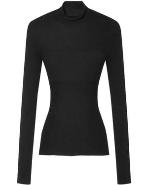 Versace Wool Ribbed-Knit Top - Black