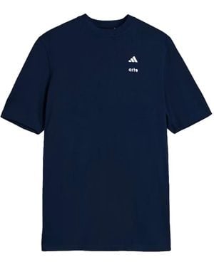 adidas Logo-Print Lace-Detail T-Shirt - Blue