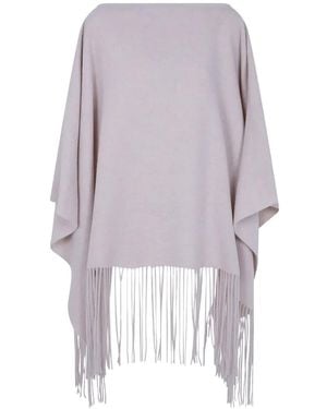Liviana Conti Fringe-Trim Poncho Cape - Morado