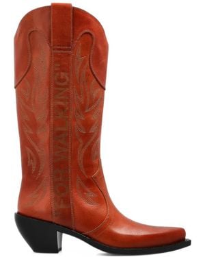 Off-White c/o Virgil Abloh Bottines Santiag High Brodées - Red