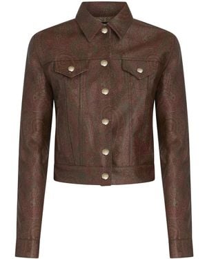 Etro Paisley Print Cropped Jacket - Brown