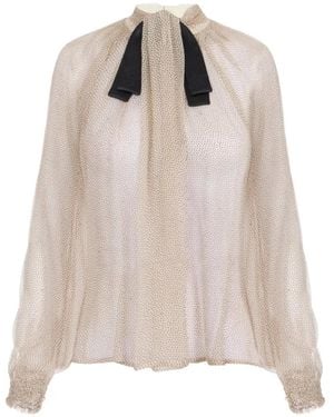 Elisabetta Franchi Crepon Blouse With Micro-Polka Dot Print - White