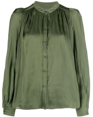 Zadig & Voltaire Tchin Satin-Finish Ruched-Detailed Shirt - Green