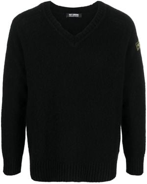Raf Simons Vネック セーター - ブラック