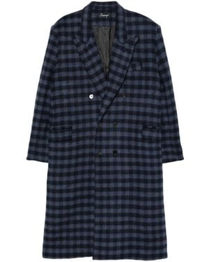 BENJAMIN BENMOYAL Double-Breasted Check Coat - Blue