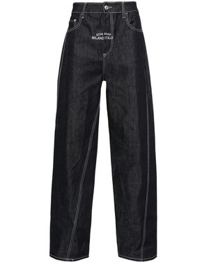 Gcds Raw Denim Wide Jeans - Blue