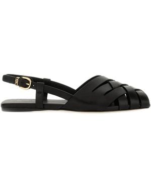 MICHAEL Michael Kors Irene Woven-Strap Slingback Sandals - Black